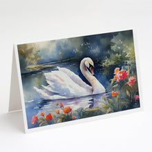 Load image into Gallery viewer, Swan Greeting Cards - Blank Note Cards – 8-Pack of Artist-Designed Cards with Envelopes