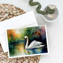 Load image into Gallery viewer, Swan Greeting Cards - Blank Note Cards – 8-Pack of Artist-Designed Cards with Envelopes