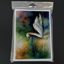 Load image into Gallery viewer, Swan Greeting Cards - Blank Note Cards – 8-Pack of Artist-Designed Cards with Envelopes