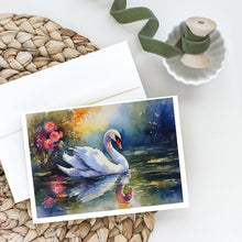 Load image into Gallery viewer, Swan Greeting Cards - Blank Note Cards – 8-Pack of Artist-Designed Cards with Envelopes