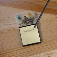 Load image into Gallery viewer, Tawny Owl Sticky Note Holder- Refiilable Desk Accessory Note Pad