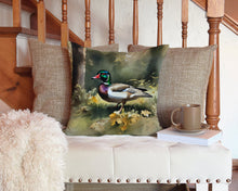 Load image into Gallery viewer, Wood Duck Throw Pillow - 14x14 Decorative Pillow – Art for Your Home &amp; Patio