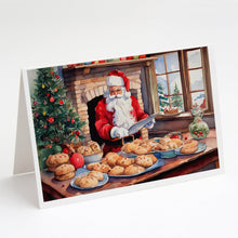 Load image into Gallery viewer, Cookies with Santa Claus Greeting Cards - Blank Note Cards – 8-Pack of Artist-Designed Cards with Envelopes