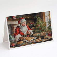 Load image into Gallery viewer, Cookies with Santa Claus Greeting Cards - Blank Note Cards – 8-Pack of Artist-Designed Cards with Envelopes