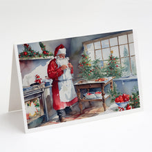 Load image into Gallery viewer, Cookies with Santa Claus Greeting Cards - Blank Note Cards – 8-Pack of Artist-Designed Cards with Envelopes