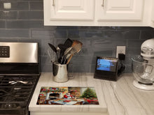 Load image into Gallery viewer, Cookies with Santa Claus Glass Cutting Boards – Durable, Decorative Kitchen Art Large