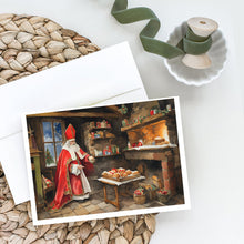 Load image into Gallery viewer, Cookies with Santa Claus Sinterklaas Greeting Cards - Blank Note Cards – 8-Pack of Artist-Designed Cards with Envelopes