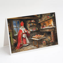 Load image into Gallery viewer, Cookies with Santa Claus Sinterklaas Greeting Cards - Blank Note Cards – 8-Pack of Artist-Designed Cards with Envelopes