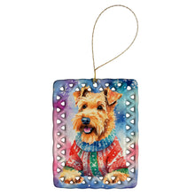 Load image into Gallery viewer, Airedale Terrier Christmas Porcelain Ornament