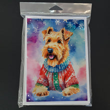 Load image into Gallery viewer, Airedale Terrier Christmas Greeting Cards - Blank Note Cards – 8-Pack of Artist-Designed Cards with Envelopes