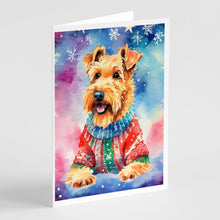 Load image into Gallery viewer, Airedale Terrier Christmas Greeting Cards - Blank Note Cards – 8-Pack of Artist-Designed Cards with Envelopes