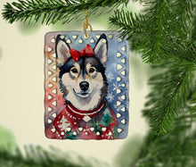 Load image into Gallery viewer, Alaskan Klee Kai Christmas Porcelain Ornament