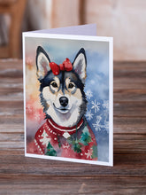 Load image into Gallery viewer, Alaskan Klee Kai Christmas Greeting Cards - Blank Note Cards – 8-Pack of Artist-Designed Cards with Envelopes