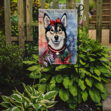 Load image into Gallery viewer, Alaskan Klee Kai Christmas Garden Flag – Cozy Dog Holiday Decor with Tree &amp; Presents