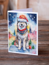 Load image into Gallery viewer, Alaskan Malamute Christmas Greeting Cards - Blank Note Cards – 8-Pack of Artist-Designed Cards with Envelopes