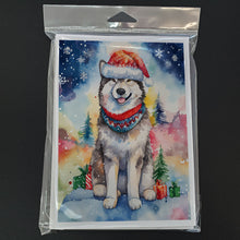 Load image into Gallery viewer, Alaskan Malamute Christmas Greeting Cards - Blank Note Cards – 8-Pack of Artist-Designed Cards with Envelopes