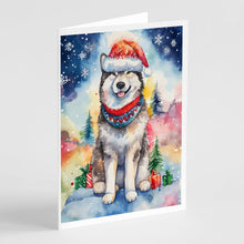 Load image into Gallery viewer, Alaskan Malamute Christmas Greeting Cards - Blank Note Cards – 8-Pack of Artist-Designed Cards with Envelopes