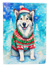 Load image into Gallery viewer, Alaskan Malamute Christmas Garden Flag – Cozy Dog Holiday Decor with Tree &amp; Presents