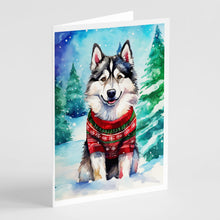 Load image into Gallery viewer, Alaskan Malamute Christmas Greeting Cards - Blank Note Cards – 8-Pack of Artist-Designed Cards with Envelopes