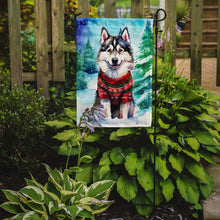 Load image into Gallery viewer, Alaskan Malamute Christmas Garden Flag – Cozy Dog Holiday Decor with Tree &amp; Presents