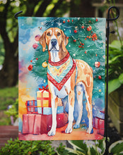 Load image into Gallery viewer, American English Coonhound Christmas Garden Flag – Cozy Dog Holiday Decor with Tree &amp; Presents