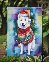 Load image into Gallery viewer, American Eskimo Christmas Garden Flag – Cozy Dog Holiday Decor with Tree &amp; Presents