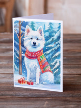 Load image into Gallery viewer, American Eskimo Christmas Greeting Cards - Blank Note Cards – 8-Pack of Artist-Designed Cards with Envelopes