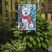 Load image into Gallery viewer, American Eskimo Christmas Garden Flag – Cozy Dog Holiday Decor with Tree &amp; Presents