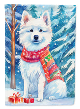 Load image into Gallery viewer, American Eskimo Christmas Garden Flag – Cozy Dog Holiday Decor with Tree &amp; Presents