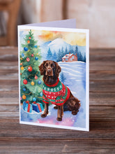 Load image into Gallery viewer, American Water Spaniel Christmas Greeting Cards - Blank Note Cards – 8-Pack of Artist-Designed Cards with Envelopes