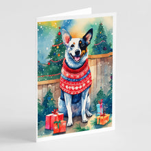 Load image into Gallery viewer, Australian Cattle Dog Christmas Greeting Cards - Blank Note Cards – 8-Pack of Artist-Designed Cards with Envelopes