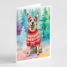 Load image into Gallery viewer, Australian Cattle Dog Christmas Greeting Cards - Blank Note Cards – 8-Pack of Artist-Designed Cards with Envelopes