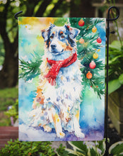 Load image into Gallery viewer, Australian Shepherd Christmas Garden Flag – Cozy Dog Holiday Decor with Tree &amp; Presents