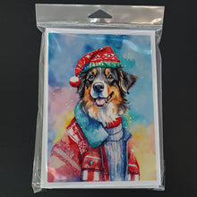 Load image into Gallery viewer, Australian Shepherd Christmas Greeting Cards - Blank Note Cards – 8-Pack of Artist-Designed Cards with Envelopes
