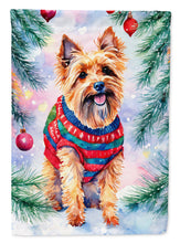 Load image into Gallery viewer, Australian Terrier Christmas Garden Flag – Cozy Dog Holiday Decor with Tree &amp; Presents