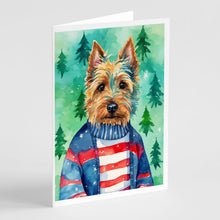 Load image into Gallery viewer, Australian Terrier Christmas Greeting Cards - Blank Note Cards – 8-Pack of Artist-Designed Cards with Envelopes