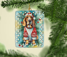 Load image into Gallery viewer, Basset Hound Christmas Porcelain Ornament