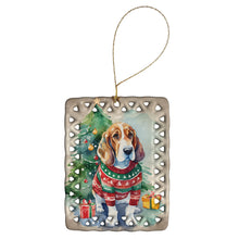 Load image into Gallery viewer, Basset Hound Christmas Porcelain Ornament