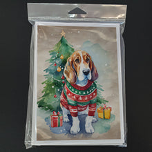 Load image into Gallery viewer, Basset Hound Christmas Greeting Cards - Blank Note Cards – 8-Pack of Artist-Designed Cards with Envelopes