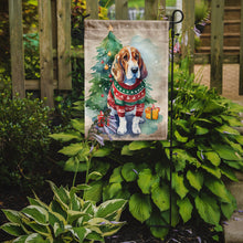 Load image into Gallery viewer, Basset Hound Christmas Garden Flag – Cozy Dog Holiday Decor with Tree &amp; Presents