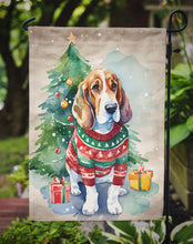 Load image into Gallery viewer, Basset Hound Christmas Garden Flag – Cozy Dog Holiday Decor with Tree &amp; Presents