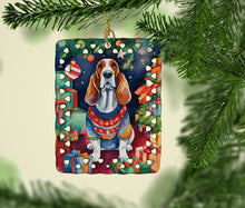 Load image into Gallery viewer, Basset Hound Christmas Porcelain Ornament