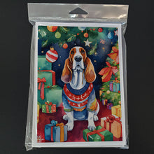 Load image into Gallery viewer, Basset Hound Christmas Greeting Cards - Blank Note Cards – 8-Pack of Artist-Designed Cards with Envelopes