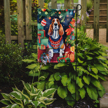 Load image into Gallery viewer, Basset Hound Christmas Garden Flag – Cozy Dog Holiday Decor with Tree &amp; Presents