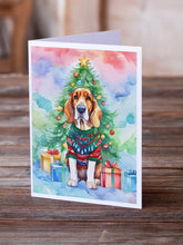 Load image into Gallery viewer, Basset Hound Christmas Greeting Cards - Blank Note Cards – 8-Pack of Artist-Designed Cards with Envelopes