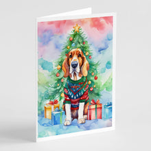 Load image into Gallery viewer, Basset Hound Christmas Greeting Cards - Blank Note Cards – 8-Pack of Artist-Designed Cards with Envelopes