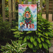 Load image into Gallery viewer, Basset Hound Christmas Garden Flag – Cozy Dog Holiday Decor with Tree &amp; Presents