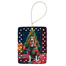 Load image into Gallery viewer, Basset Hound Christmas Porcelain Ornament