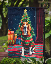 Load image into Gallery viewer, Basset Hound Christmas Garden Flag – Cozy Dog Holiday Decor with Tree &amp; Presents