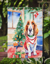 Load image into Gallery viewer, Basset Hound Christmas Garden Flag – Cozy Dog Holiday Decor with Tree &amp; Presents